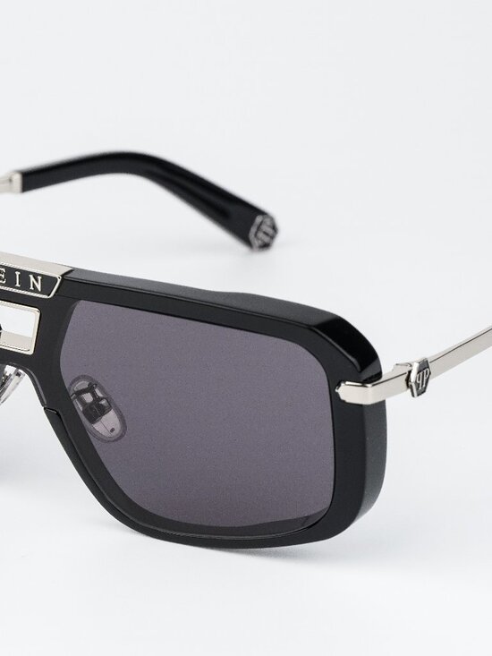 Philipp Plein Women Sunglasses Black Grey Pilot SPP008M 0700 NEW AUTHENTIC main image 6